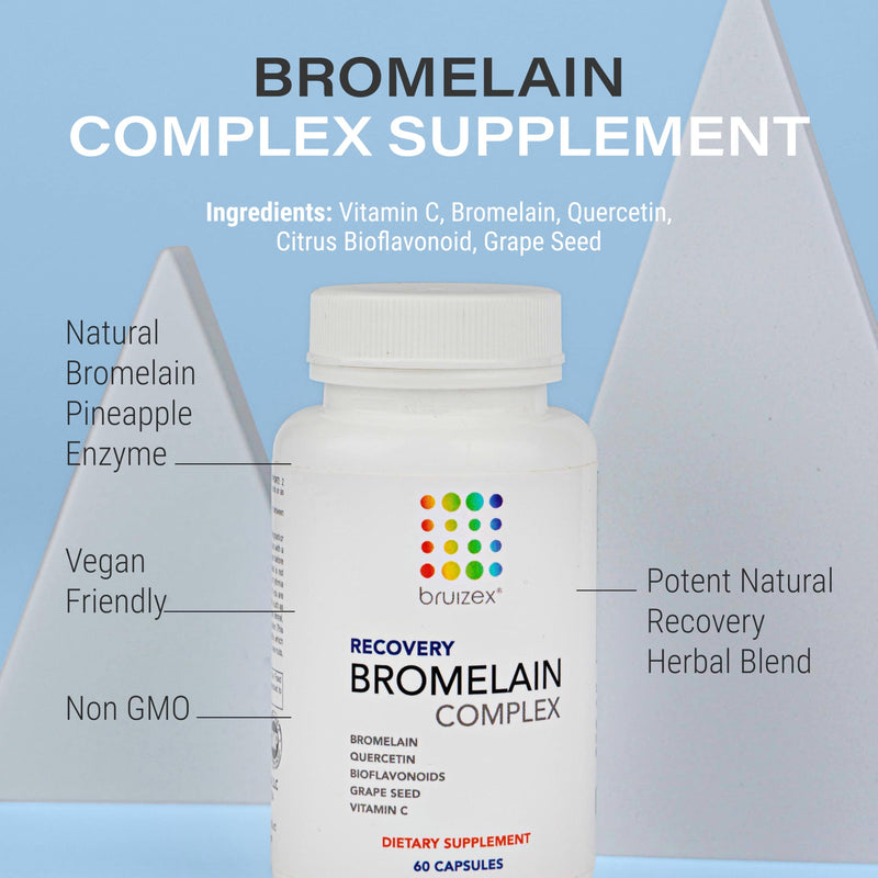 Bruizex Bromelain & Quercetin Recovery Complex - Post Surgery Recovery Bruising, Swelling Relief, Lymphatic Drainage - Post 360 lipo, BBL, Liposuction, Tummy Tuck - Non GMO - 60 Capsules