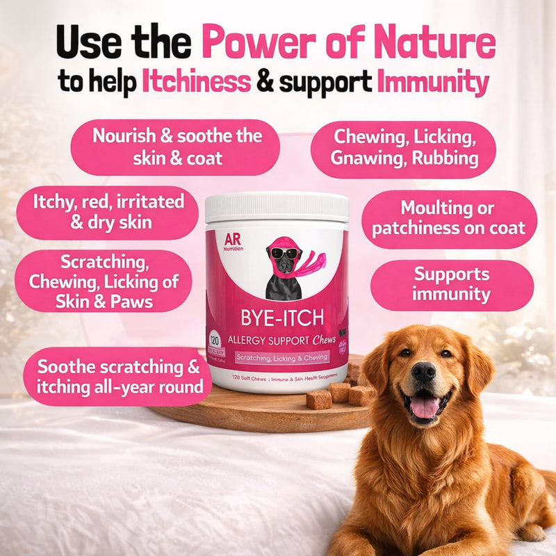 CHILIMILII BYE-Itch Immunity Treats For Dogs- 120 Anti-Itch Chews-Allergy Support Chews-Helps Soothe Itchy Skin, Paws, Ears - Licking, Scratching-Perfect for Small, Medium & Large Dogs-