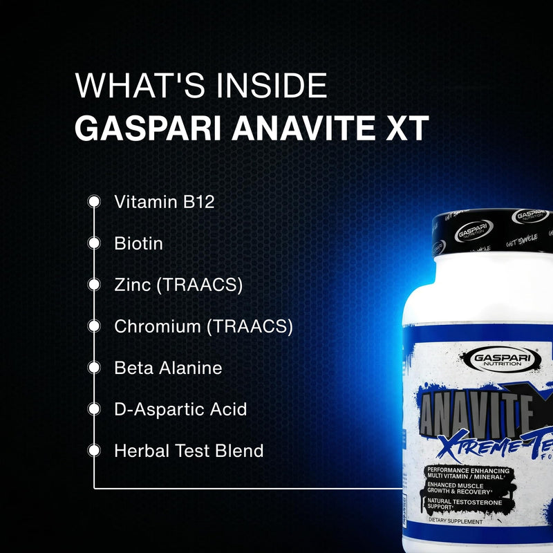 Gaspari Nutrition Anavite XT: Multivitamin and Mineral Complex for Men, Enhanced Muscle Growth and Recovery, Testosterone Support, 90 Tablets