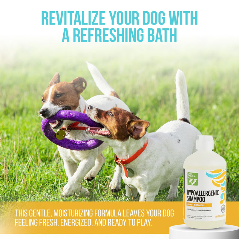 Only Natural Pet Hypoallergenic Shampoo with Aloe & Oatmeal for Dogs - Moisturizing Dog Shampoo and Ultra-Nourishing Care for Dry, Itchy, and Sensitive Skin - 16.9 oz - PawsPlanet Australia