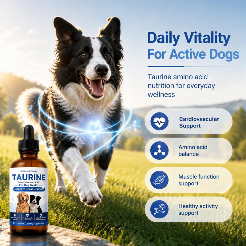Taurine for Dogs Amino Acid Liquid Supplement for Heart & Muscle Function, Vision, Energy Balance & Physical Stability