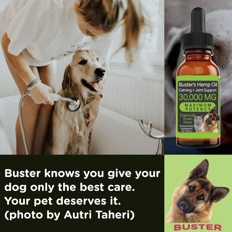 Buster's Organic Hemp Oil Treats for Dogs & Cats - Perfect Ratio Omega 3 & 6 - Made in USA - Hip & Joint Health, Natural Relief, Calming (1-Pack) 1-Pack