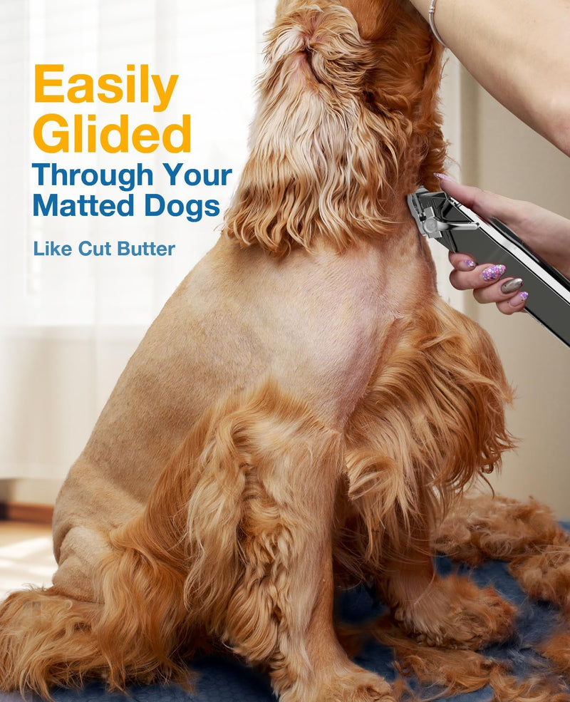 oneisall Dog Clippers for Grooming for Thick Heavy Coats/Low Noise Rechargeable Cordless Pet Shaver with Stainless Steel Blade/Waterproof Dog Shaver for Dogs Pets and Animals (Sliver) A Stainless Steel - BeesActive Australia