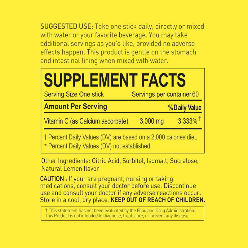 NANOWELL Buffered Vitamin C 3000mg Powder Sticks – Business Pack | 60 Sticks | Flavorless, Non-GMO, Easy Mix for Daily Wellness