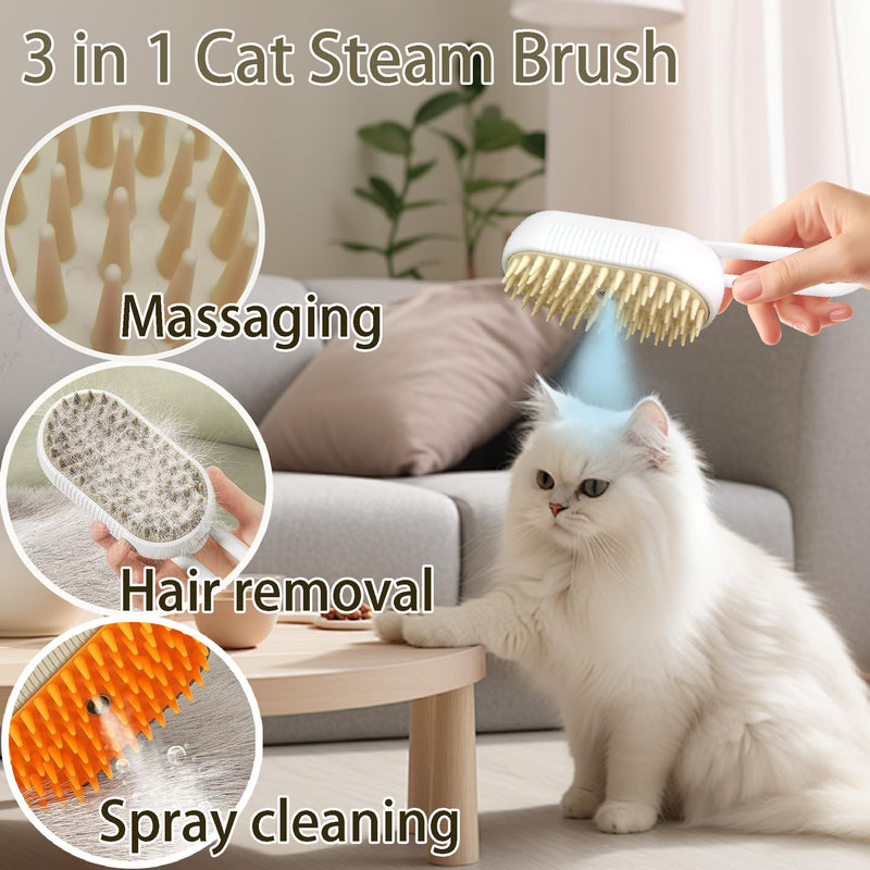 Cat Steam Brush for Hair Loss, Cloud Grooming, Cat Brush with Steam, Self-Cleaning Spray Comb, Cat Grooming Brush for Long and Short Hair of Cats and Dogs Gray - BeesActive Australia