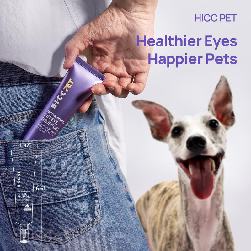 HICC PET Dog Eye Gel, Gentle Pet Eye Cleanser Wash, Moisturizes & Refreshes Dry Eyes, Gentle Daily Pet Eye Care Alternative for Dogs, Cats, Horses. Easy-to-Use, 60ml