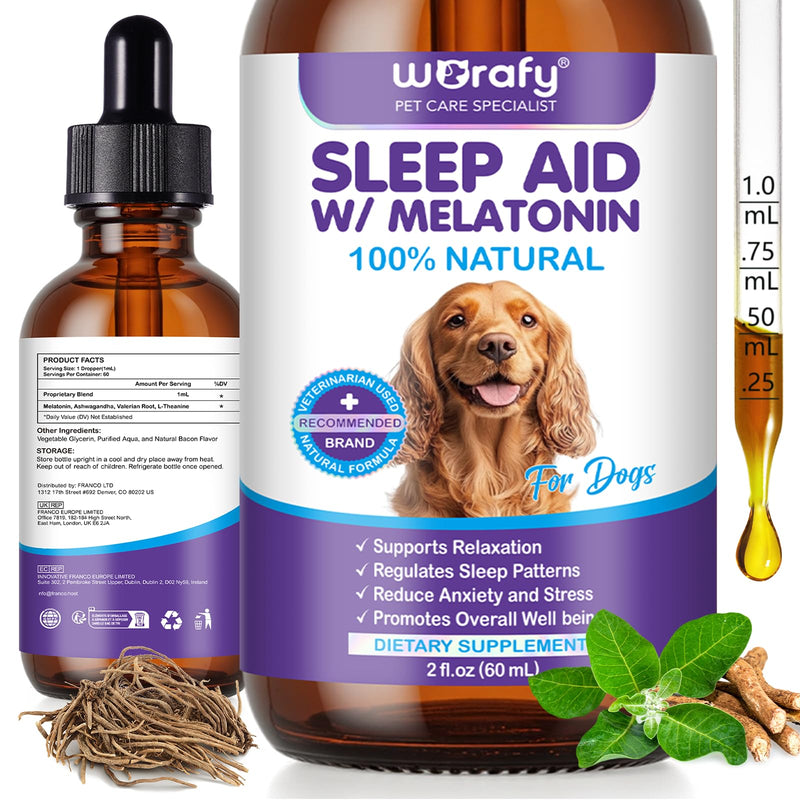 Melatonin for Dogs & Cats - All-in-One Calming Aid & Sleep Supplement for Anxiety from Fireworks, Travel & Separation, Promotes Deep Relaxation & Calm Behaviour for All Breeds & Sizes