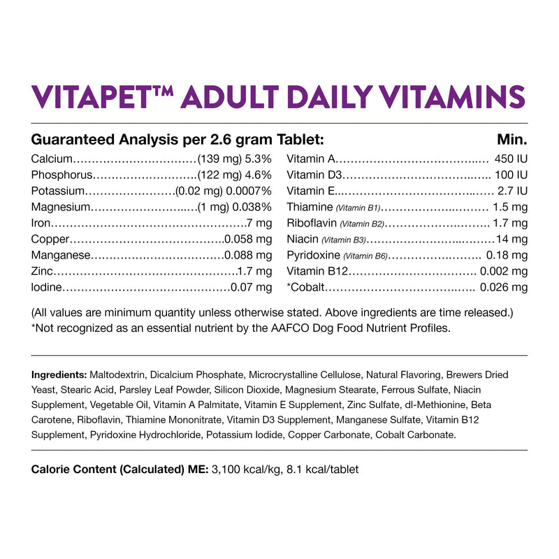 NaturVet VitaPet Adult Daily Vitamins Plus Breath Aid for Adult Dogs, 60 ct Soft Chews, Made in The USA with Globally Source Ingredients - PawsPlanet Australia