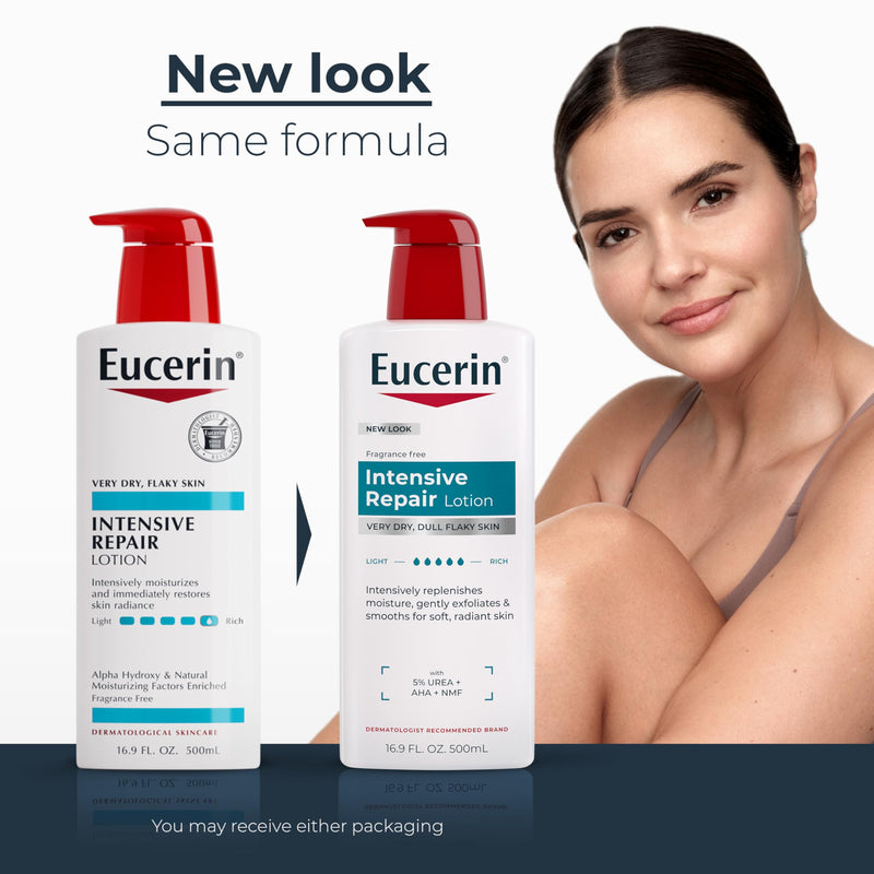 Eucerin Intensive Repair Body Lotion for Dry Skin with Alpha Hydroxy, Body Moisturizer for Very Dry Skin, Moisturizes, Exfoliates and Conditions, Fragrance Free and Paraben Free, 16.9 Fl Oz Bottle - BeesActive Australia