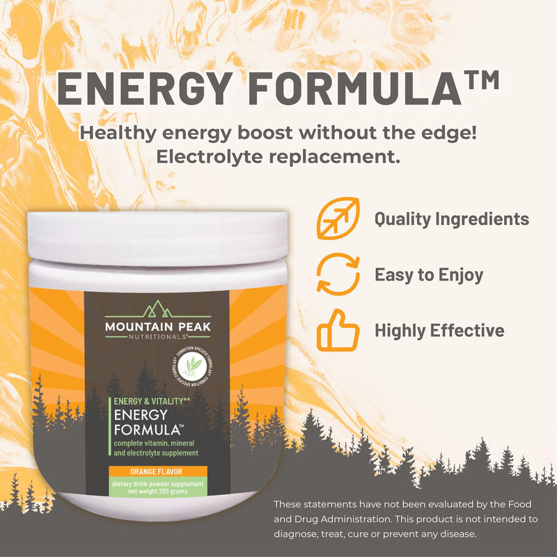 Mountain Peak Nutritionals Energy Formula Multi-Mineral Powder Orange 255g | All-in-One Complete Nutrition with Vitamins, Minerals & Electrolytes; for Men & Women; Orange Flavor; 30 Servings, 255g 8.99 Ounce (Pack of 1)