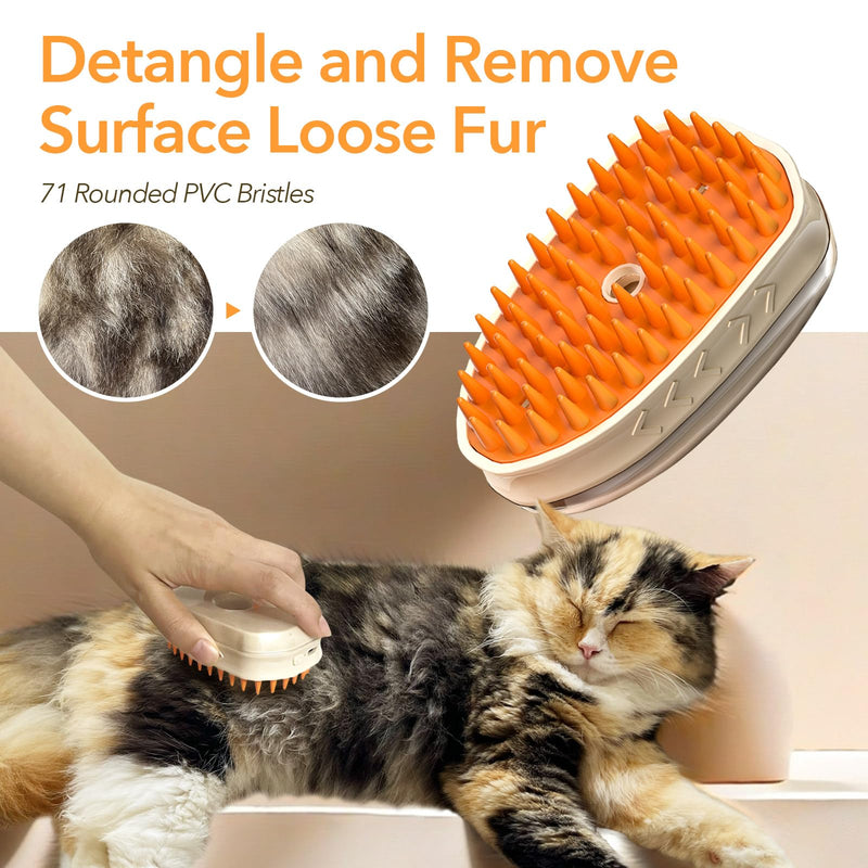 4-in-1 UV Spray Massage Grooming Brush, Bulit-in Cat Moss Lamp, Nano Spray Steam Brush for Removing Loose Fur, Water Brush for Long or Short Haired Cat and Dog (UV) - BeesActive Australia