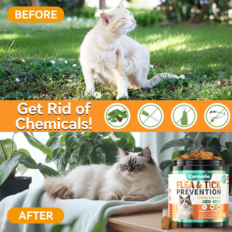 Cat Flea Chews + Dog Flea Drops Bundle – 200 Chicken-Flavored Chews for Cats + Topical Herbal Drops for Dogs – Natural Flea & Tick Prevention for Multi-Pet Homes