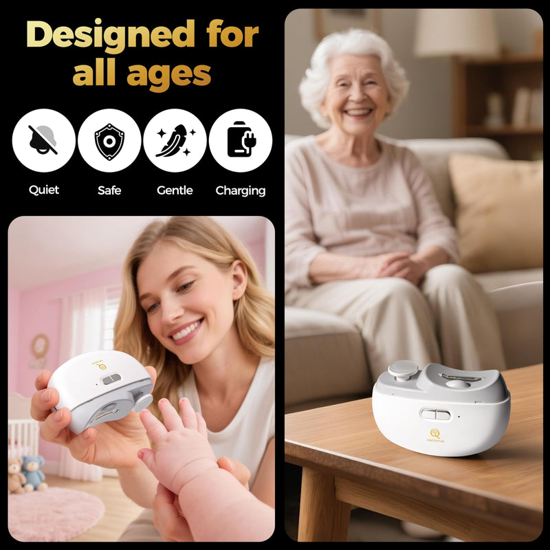 Automatic Nail Clipper – Electric Nail Trimmer & Polisher for Adults, Seniors, Babies, Men & Women – Smart, Safe & Travel-Friendly with Free Heavy-Duty Toenail Clipper