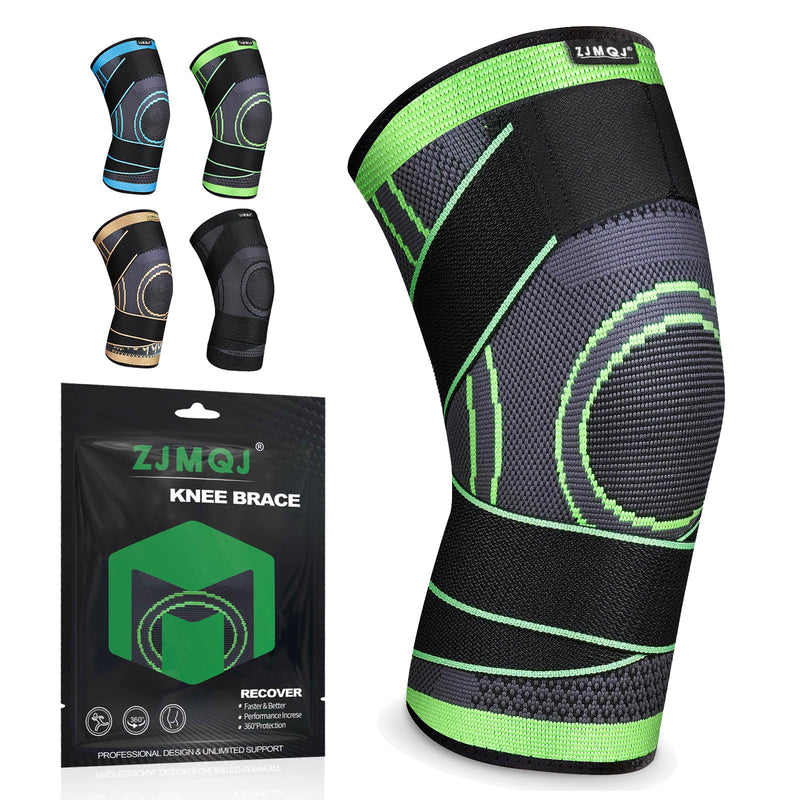 Knee Brace with Straps for Women/Men, Knee Compression Sleeve for Knee Pain, Arthritis, ACL, PCL, Meniscus Tear, Joint Pain Relief. Knee Support for Running, Workout, 1 pcs (Green, L/XL) Green, L/XL - BeesActive Australia