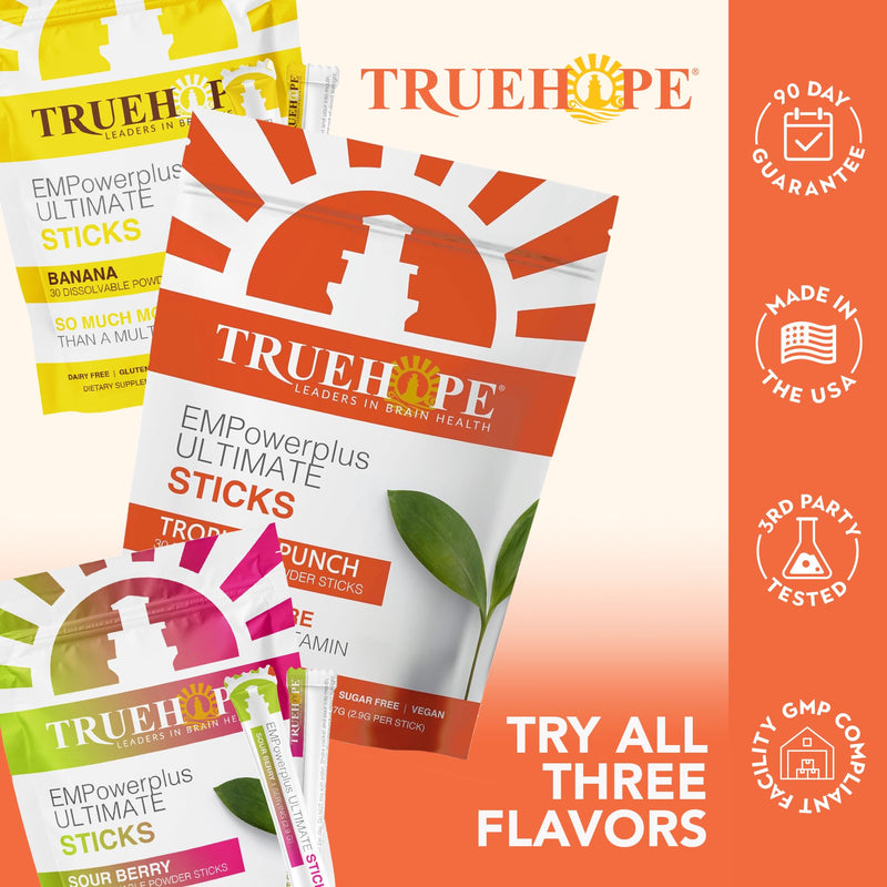 Truehope Multivitamin Nootropic Pouches with Inositol - Once-Per-Day EMPowerplus Ultimate Sticks - 30 Count (Tropical) Tropical