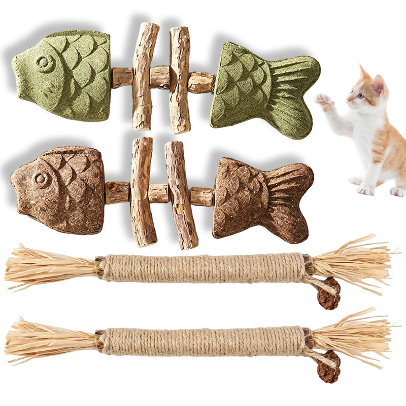 JBLJDWD 4Pcs Silvervine Chew Sticks for Cats, 4-Piece Cat Chewing Sticks with Catnip and Silvervine, Dental Health Support for Feline Companions, Long-Lasting Chew with Natural Ingredients