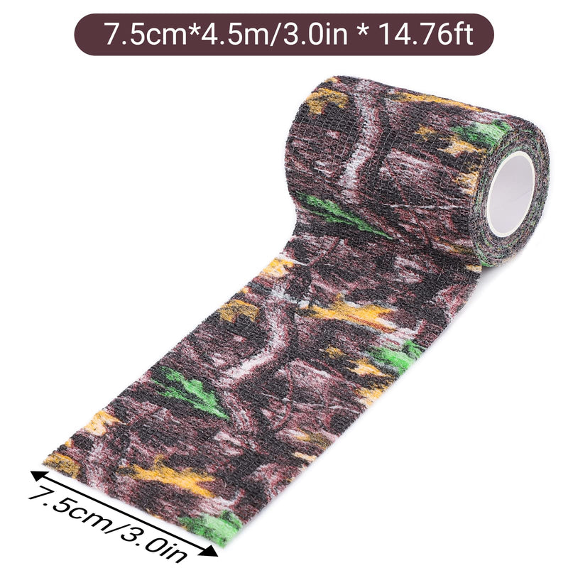 DROK 4/10 Roll Camo Tape Wrap, Camouflage Self-Adhesive Camo Stick Bandage for Outdoor Sports Climbing Camping, 2/3in x 14.76ft for Range Finder Camera Flashlight Bicycle 3in*14.76ft Wood Pattern 10 - BeesActive Australia