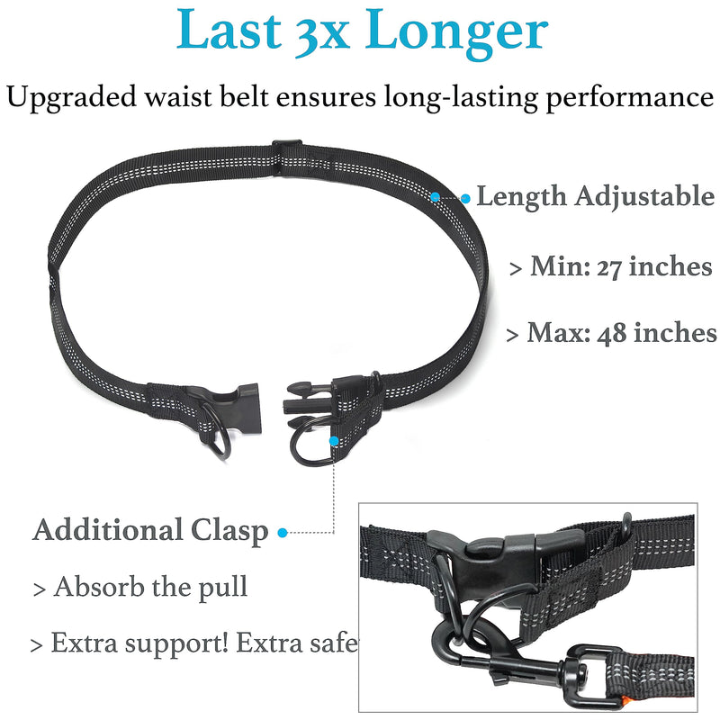 iYoShop Retractable Hands Free Dog Leash - Dual Handle Bungee Waist Leash for Small, Medium and Large Dogs (Medium/Large, 25-150 lbs, Black) Medium/Large - BeesActive Australia