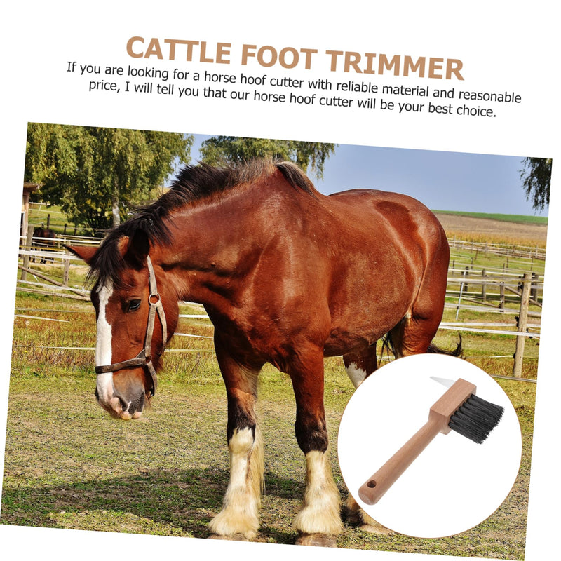 Hemoton Wooden Handle Horse Hoof Cleaning Brush Metal Bristles Horseshoe Repair Tool for Equine Cattle Hoof Care for Equestrian Supplies