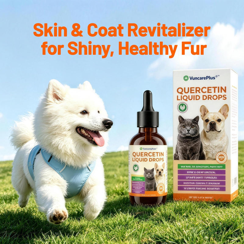 Quercetin Drops for Dogs & Cats, Dog Allergy Relief Liquid Supplement with Chicken Flavor, Supports Itchy Skin, Paw Licking, Hot Spots, Immune & Seasonal Wellness, 2 fl oz