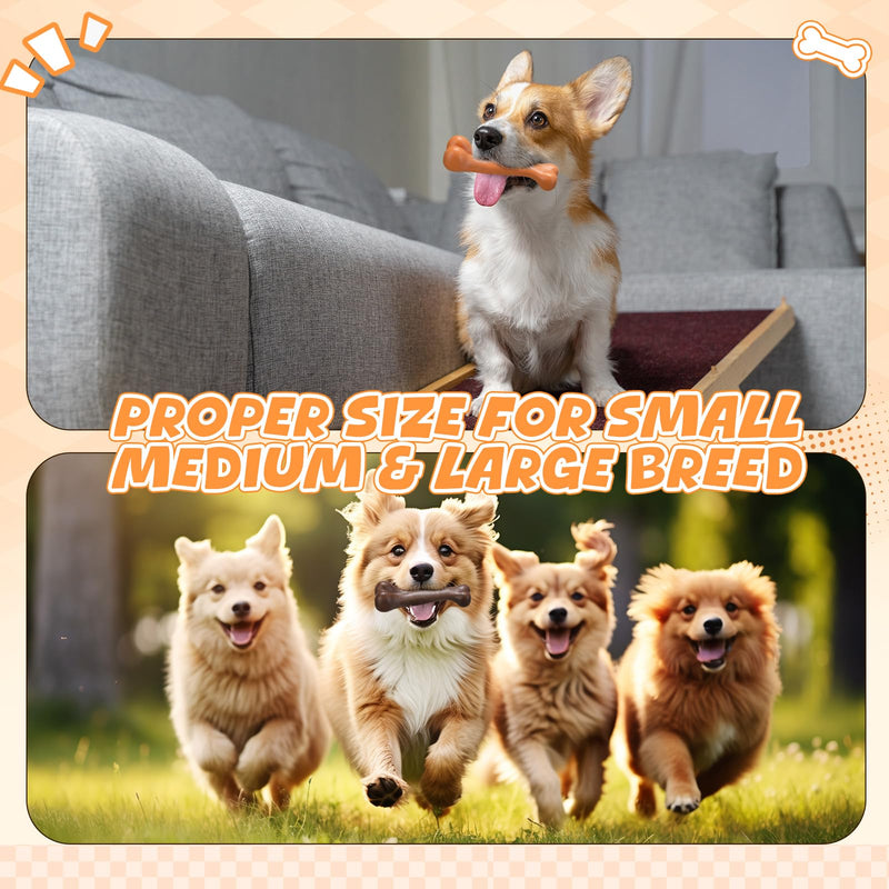 6 Pcs Dogs Bone Chew Toys for Aggressive Chewers, Beef and Bacon Flavor, Tough Puppy Teething Toys, Interactive Dog Toys Gift for Small Medium Breed - BeesActive Australia