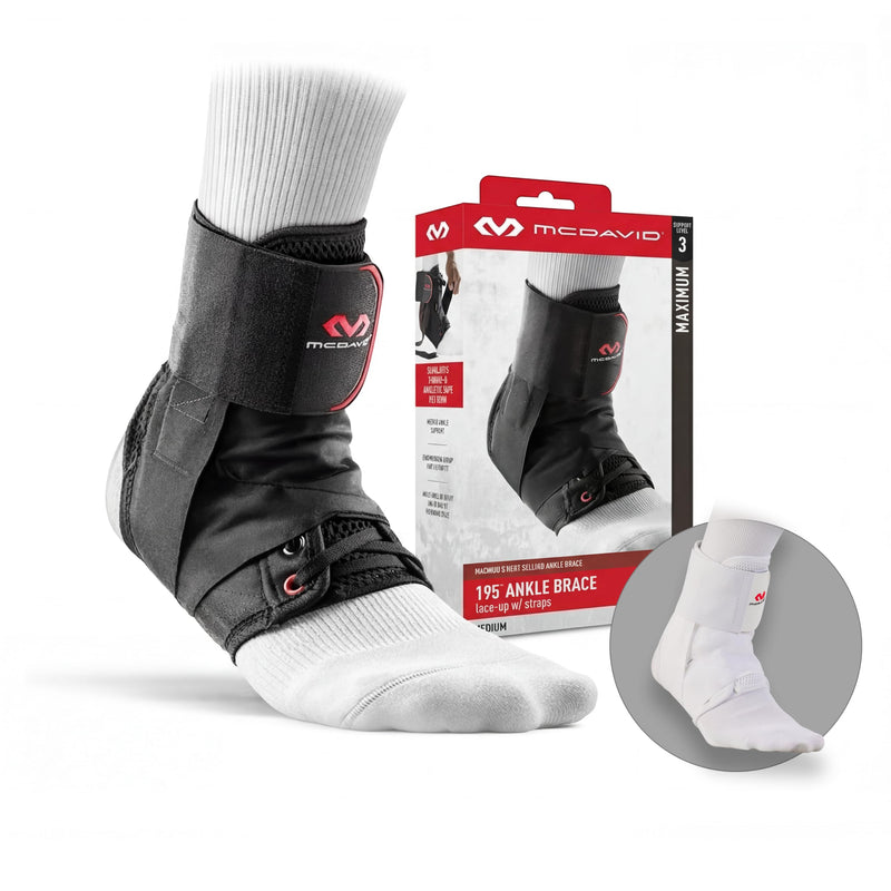 McDavid Ankle Brace Ultralight for Sprained Ankle, Figure 8 Ankle Braces, Lace up Ankle Brace, Ankle Braces for Men and Women, Ankle Support Brace and Stabilizer Large Black - BeesActive Australia