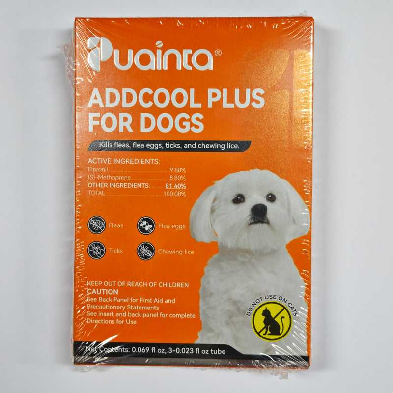 PUAINTA Addcool Plus Flea and Tick Prevention for Small Dogs & Puppies (5-22 lbs), Professional Topical Treatment, 3 Monthly Doses, Fast-Acting Waterproof Dog Flea Drops 3 Count 5-22 lbs