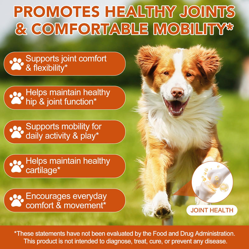 Joint Supplements for Dogs, Dog Joint Supplements for Senior Dogs, Hip and Joint Supplement for Dogs, 120 Soft Chews with Glucosamine, Chondroitin & MSM, Mobility & Cartilage Care, Adult, Duck Flavour