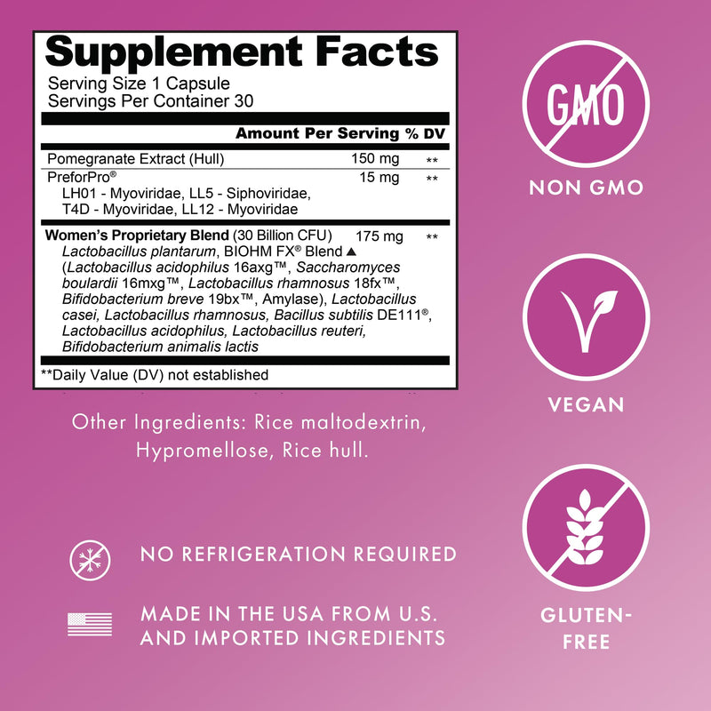 BIOHM Probiotics for Women, 30 Billion CFU, 9 Strains (30 Count) Helps Support Total Gut Health, Digestive & Immune System, Vaginal Probiotic for Urinary Tract & Vaginal Health, 30 Day Supply 30 Caps: Womens Probiotic