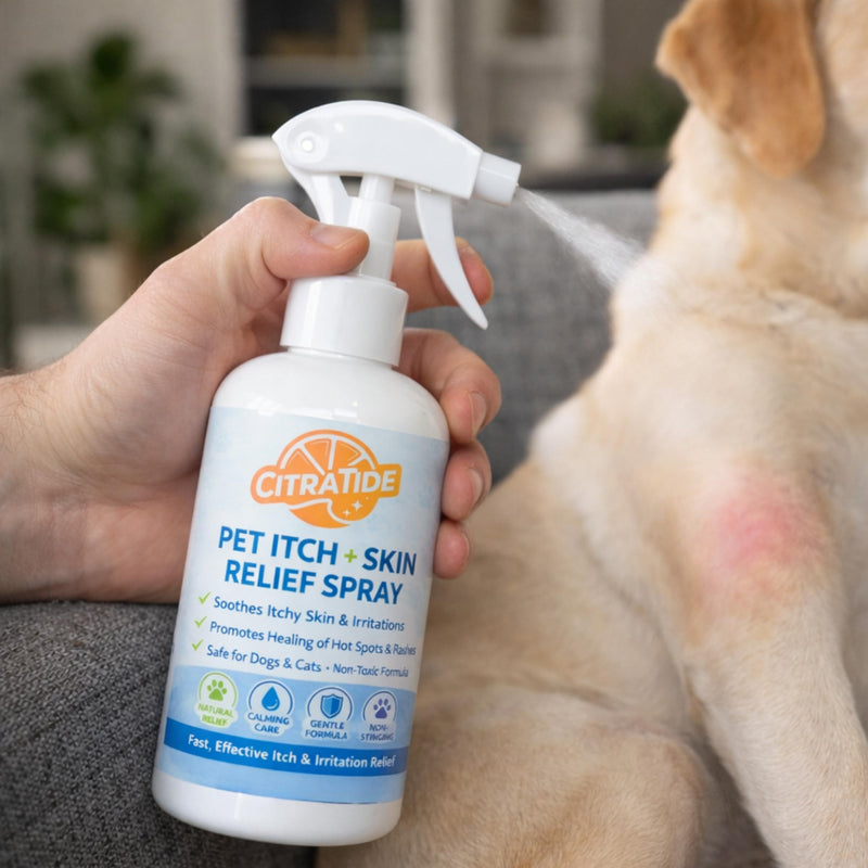 Pet Itch + Skin Relief Spray for Dogs & Cats – Gentle Skin Soothing Spray, Helps Reduce Itching & Irritation, Non-Toxic, Lick-Safe Formula, 8 oz