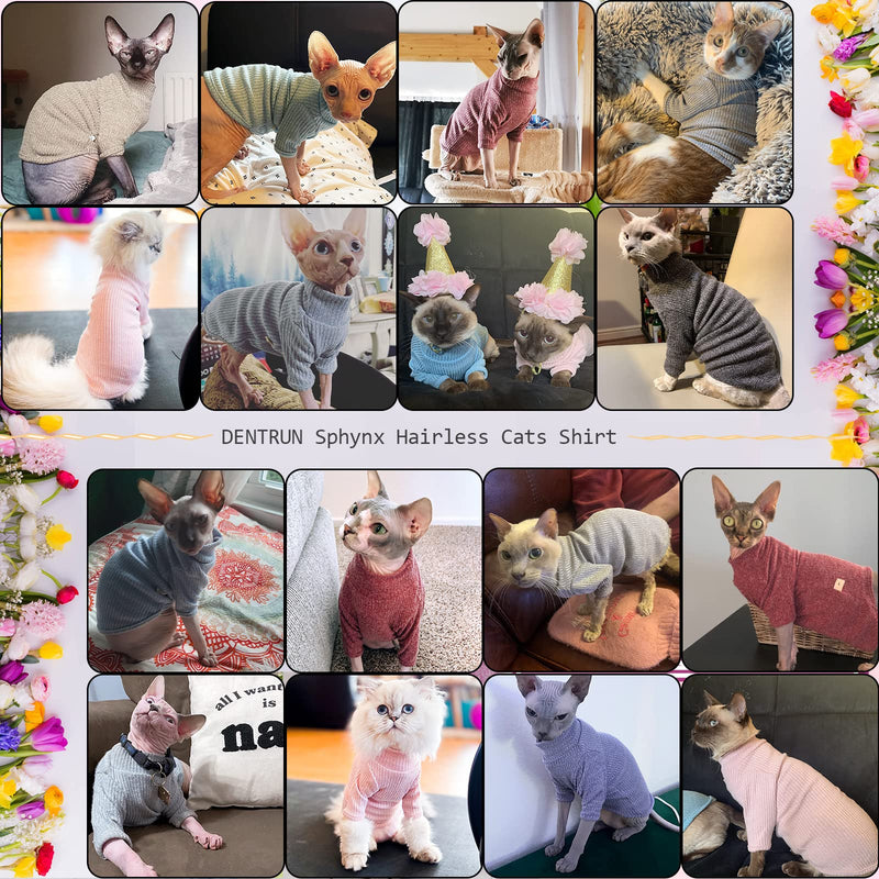 DENTRUN Sphynx Hairless Cats Shirt Pullover Kitten T-Shirts, Breathable Cat Wear Turtleneck Sweater Adorable Cat's Clothes Vest Pajamas Jumpsuit Medium Blue - BeesActive Australia