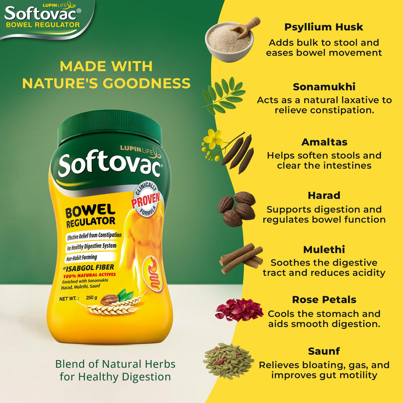 Bowel Regulator 250g - 100% Natural Actives: High Fiber Formula enriched with Sonamukhi, Harad, Mulethi, Saunf etc.