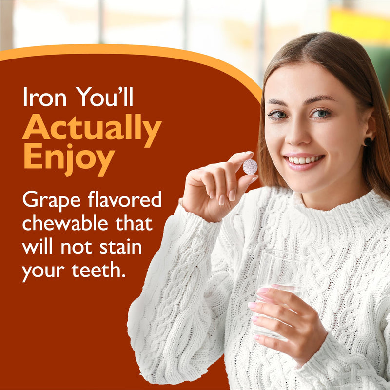 Celebrate Vitamins Bariatric Iron with Vitamin C, 30mg Iron, 90-Day Supply | 90-Chewable Tablets, Grape Flavor, 60mg Vitamin C, Once-Daily Bariatric Support After Surgery