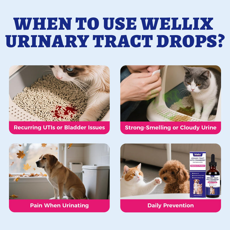4oz Wellix Natural Cat & Dog UTI Treatment Drops,Cat & Dog Urinary Tract Infection Treatment - Cranberry & D-Mannose for Dogs & Cats - Kidney Health Supplement - BeesActive Australia