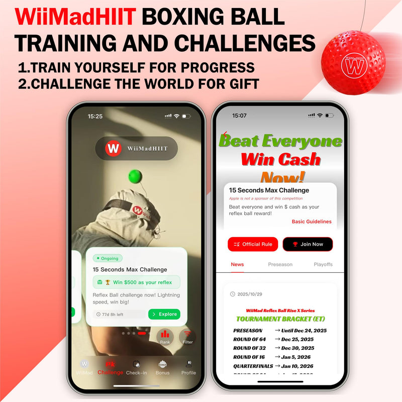 Boxing Reflex Ball with Punch Counter App, Fun Punch Game with Headband, Hand Eye Coordination Training | Boxing Equipment, Fitness Gift Ideas for Teen Boys and Anyone into MMA Training Red - BeesActive Australia