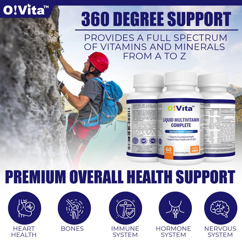 Liquid Multivitamin Complete, with a Full Spectrum of Vitamins and Minerals, Plus 42 Fruits and Vegetable Proprietary Blend, Easy Absorption (60 Vegan Liquid Filled Capsules)