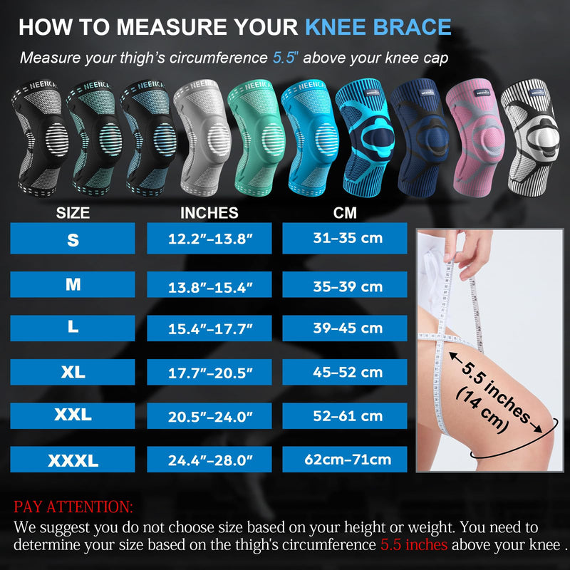 NEENCA 2 Pack Knee Braces for Knee Pain, Compression Knee Sleeves with Patella Gel Pad & Side Stabilizers, Knee Support for Meniscus Tear, Arthritis, Joint Pain, ACL, Runner, Workout- FSA/HSA APPROVED Large Black (pack of 2)