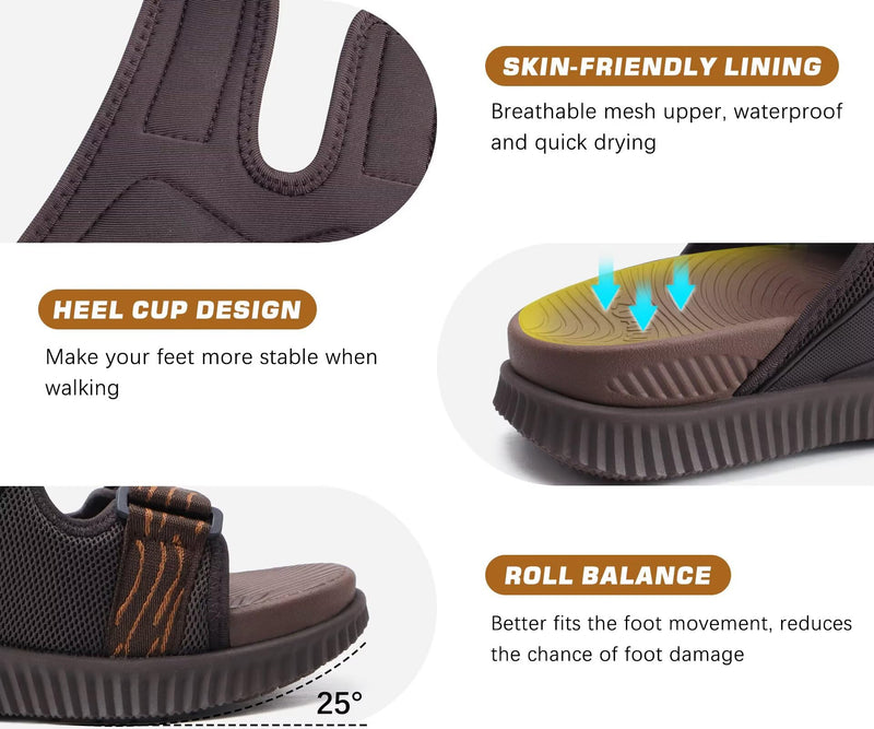 KuaiLu Mens Orthotic Sandals Arch Support Cushion Recovery Walking Slides 11 Brown