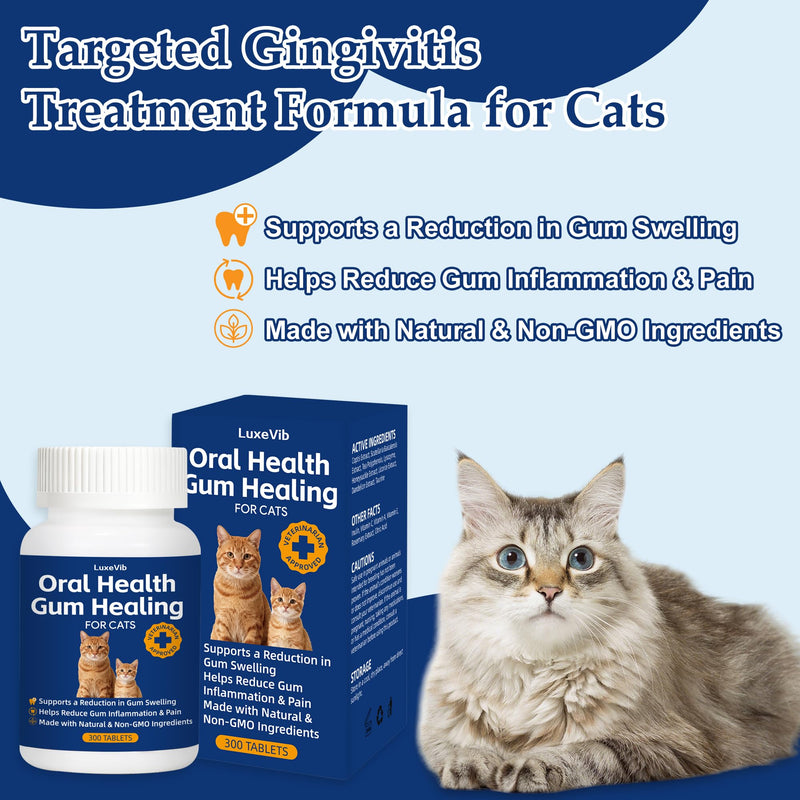 Oral Health for Cats, Cat Gingivitis Treatment, Reduce Gum Inflammation, Redness & Pain, Combats Gum Disease, Natural Plant-Based Active Formula, Cat Oral Care, Gums Health Treatment