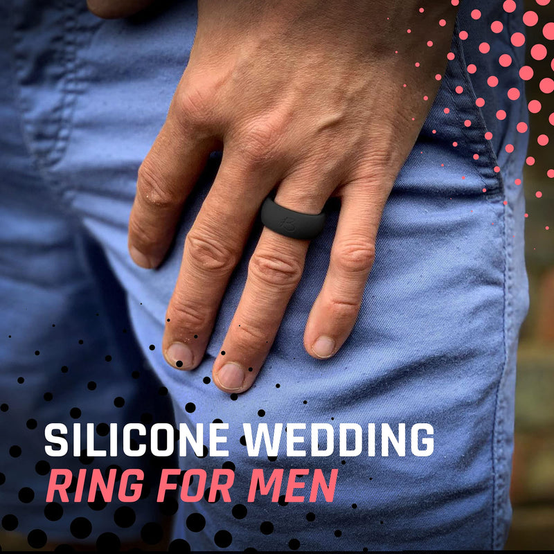 Men’s Dual Tone Silicone Rings, Silicone Wedding Rings, for Active Lifestyle Black/Blue 8