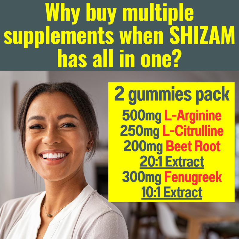 SHIZAM Beets Fenugreek Super Nitric Oxide Gummies w L-Arginine L-Citrulline, Beet Root Chews Chweable Chewables Capsules Pills Supplement Supplements Alt, Bootroot Flow Adults Men Beats