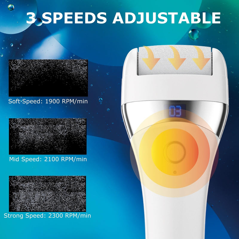 Upgraded Electric Foot Callues Remover, Portable Electric Foot Files with 3 Heads, Rechargeable Feet File for Foot Care, Waterproof Deadskin Remover, Pedicure Tool for Dry and Crack Feet - BeesActive Australia