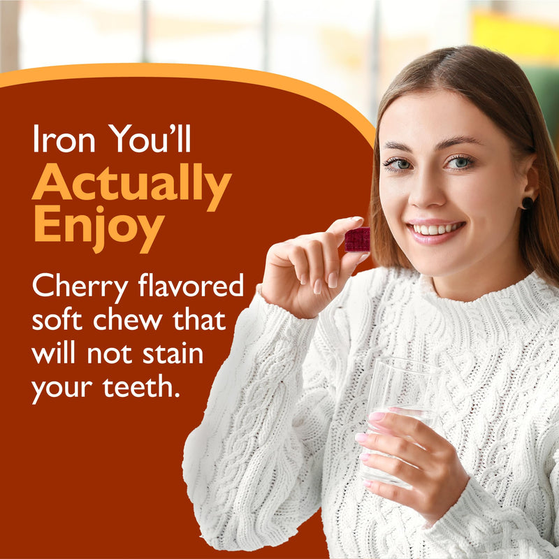 Celebrate Vitamins Iron Supplement with Vitamin C - 45mg Iron, 60mg Vitamin C, Bariatric Vitamins for WLS Patients, Vertical Sleeve & Gastric Bypass Surgery - Cherry, 90 Soft Chews Cherry Burst 90 Count (Pack of 1)
