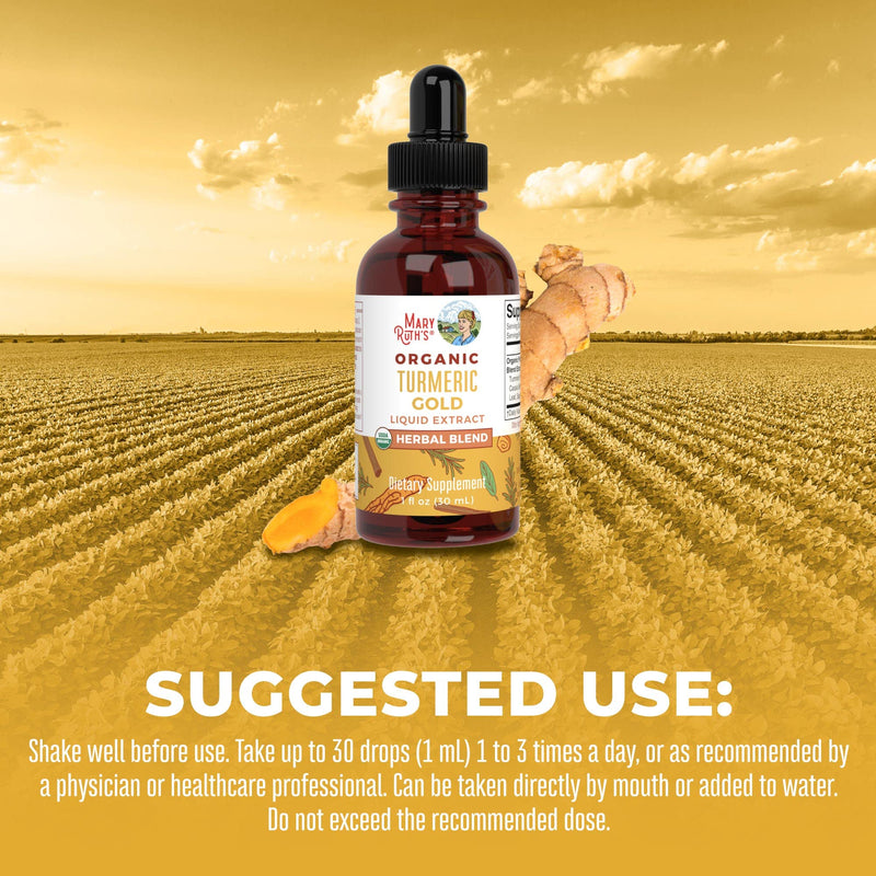 MaryRuth Organics USDA Organic Turmeric Gold Liquid Drops | Liquid Herbal Blend | Turmeric Curcumin, Black Pepper, Cassia Cinnamon Bark, Ginger Root | Immune Support | Non-GMO, Vegan, 1oz - BeesActive Australia