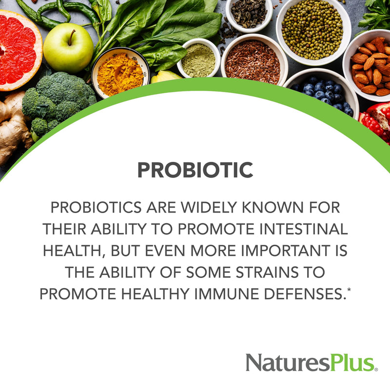 NaturesPlus Immune Probiotic - 30 Capsules - 10 Billion CFU - Respiratory & Gut Health, Immune Support - With Prebiotic Fiber - Non-GMO, Vegan, Gluten Free - 30 Servings
