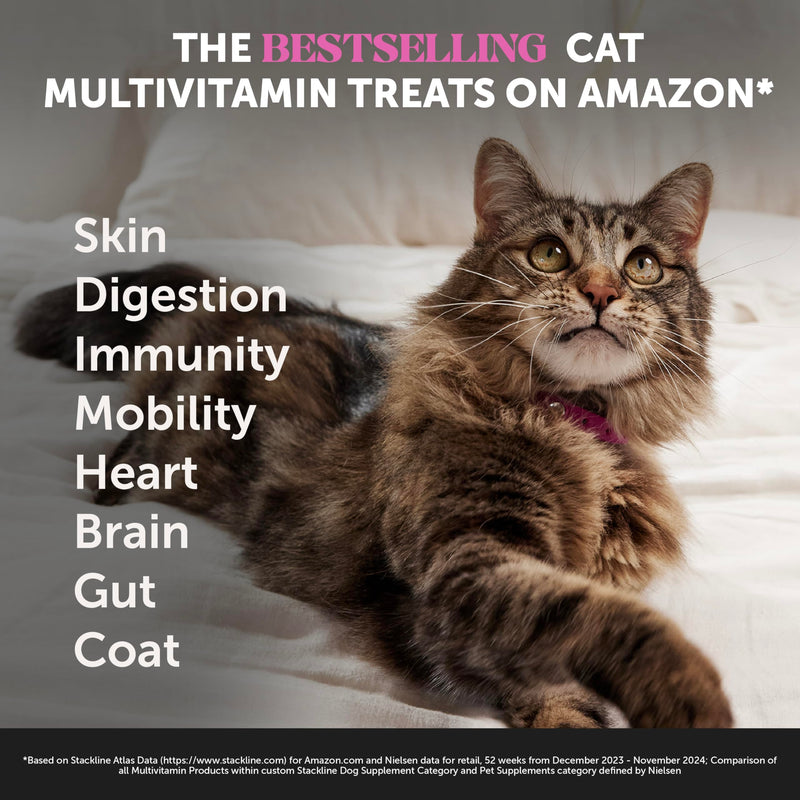 Hairball Support + Cat Multivitamin Daily Essentials Bundle - Crunchy & Creamy Chews for Hairball Remedy, Immune Health, Joint Support, and Skin & Coat