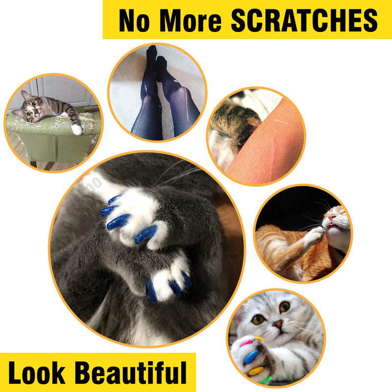 zetpo 60 pcs Cat Nail Caps | Cat Claw Covers | with Adhesives and Applicators (M, Black, Silver, White) Medium - BeesActive Australia