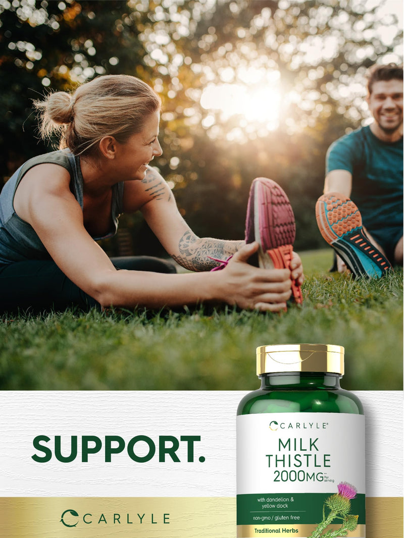 Carlyle Milk Thistle 2000mg | 180 Capsules | with Dandelion & Yellow Dock | Non-GMO, Gluten Free