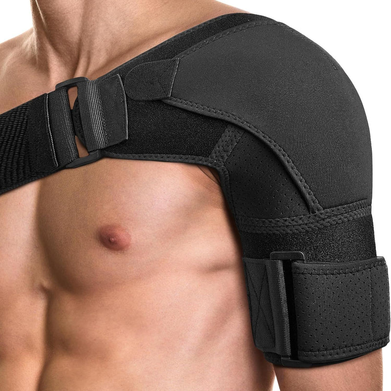 POAGL Adjustable Shoulder Brace for Men - Both Left and Right Arm - Pain Relief for Torn Rotator Cuff, Compression Support Sleeve for Dislocation, Bursitis, Tendonitis (Black, X-Large) Black