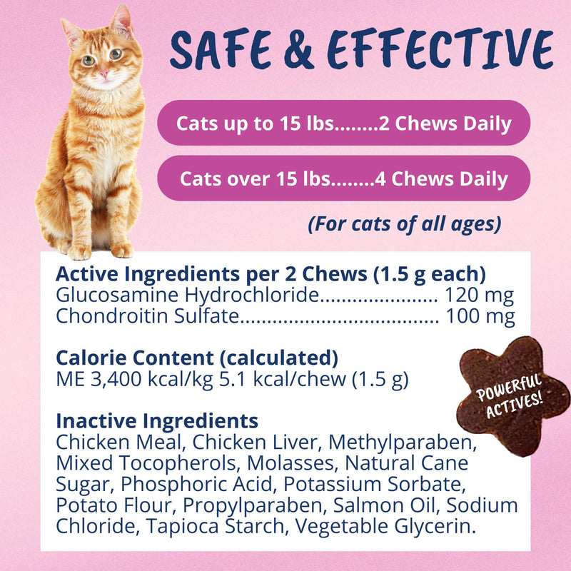 undertheweatherpet Mobility Chews for Cats | Helps in Preventing Joint Issues | for Aging Cats Becoming Less Active | 60 Star Shaped Soft Chews